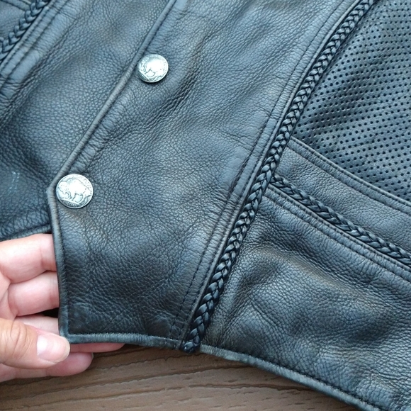 FOX CREEK LEATHER motorcycle vest lace up moto 50 (N6) - Picture 9 of 15